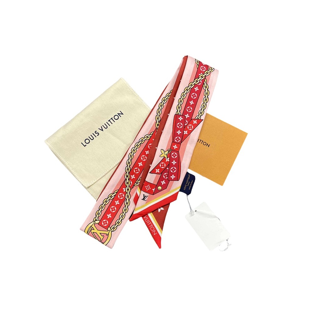 Louis Vuitton Red and Pink Silk Scarf